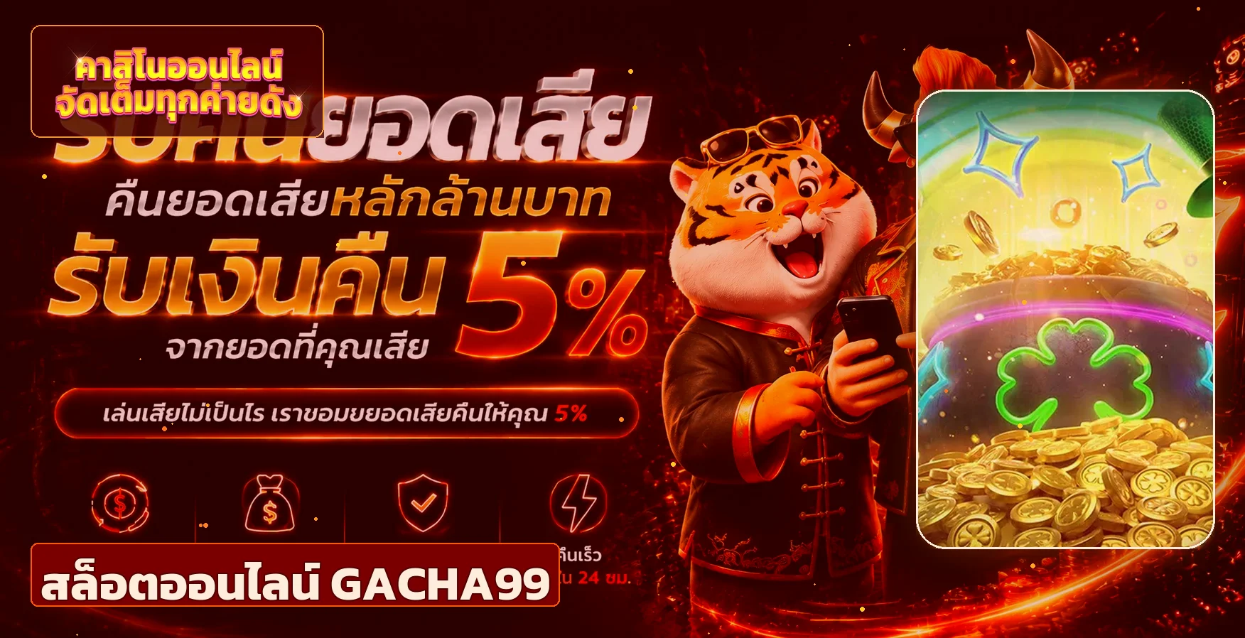 แบนเนอร์สล็อตออนไลน์ GACHA99 และเกม PG Soft